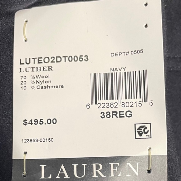 Lauren Ralph Lauren Men's Blue Cashmere Wool Overcoat Coat Jacket Size 38R New - Picture 7 of 7